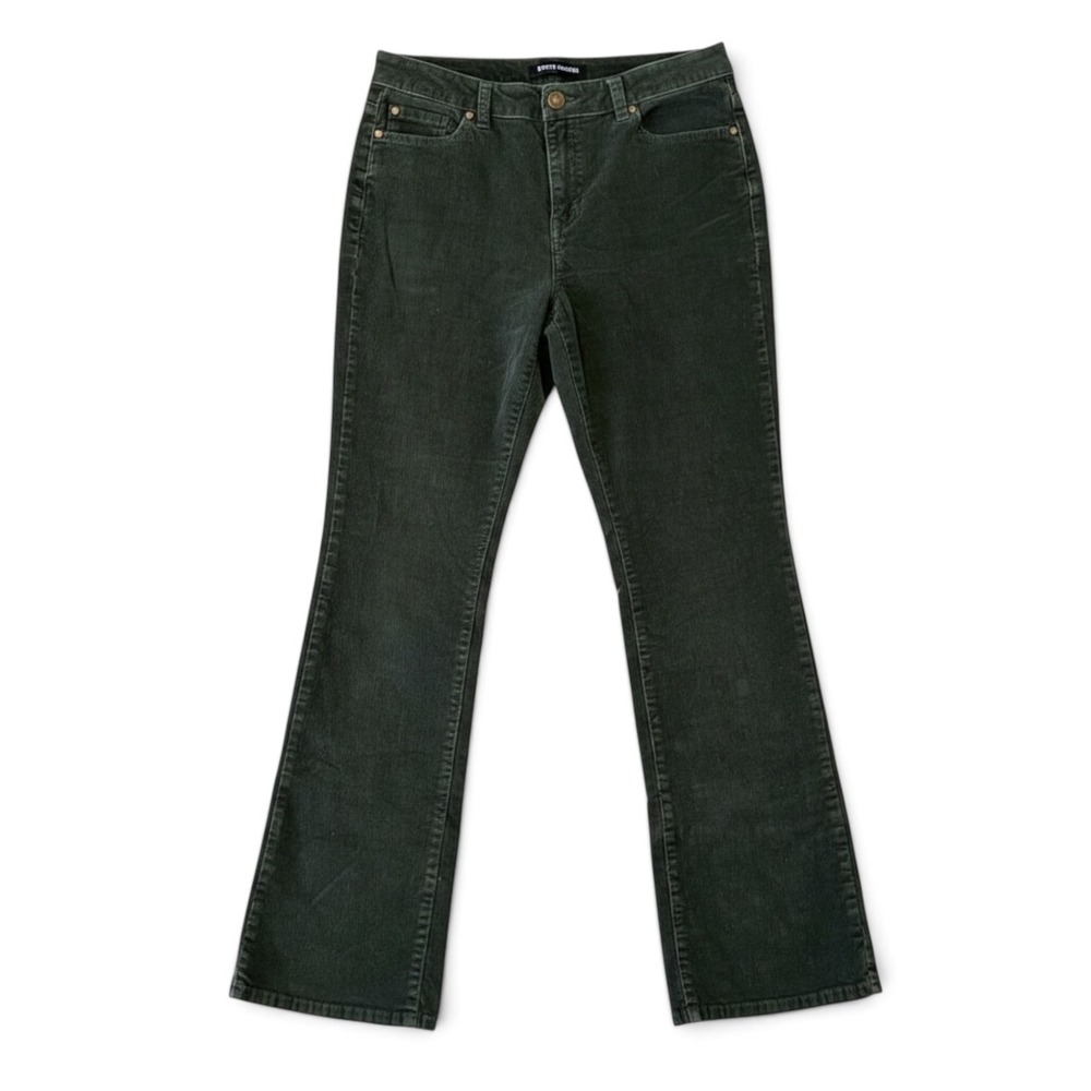 Indigo Fusion Womens Dark Green Bootcut Corduroy Pants Size 8 Mid Rise Stretch
